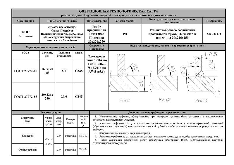 Проект производства сварочных работ образец