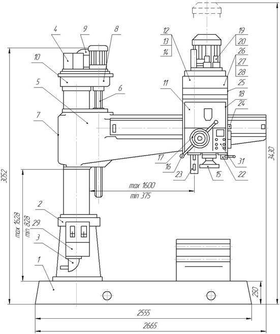 Станок радиально сверлильный 2к52 схема