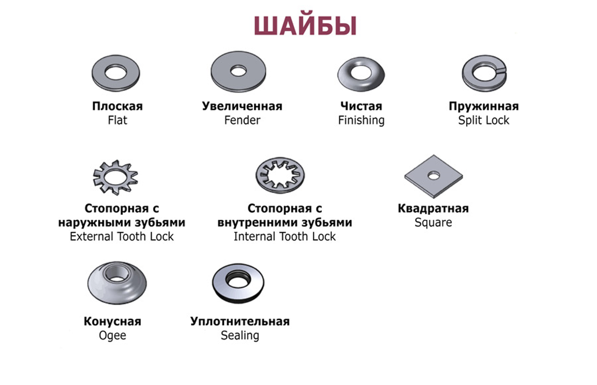 Где ставится шайба. Типы шайб стопорных для болтов. Маркировка пружинных шайб. Винты болты гайки разновидности. Шайба с насечками как называется.