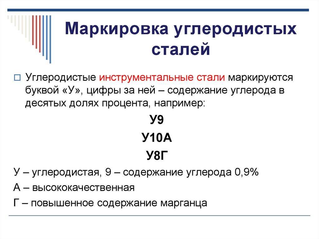 Основные марки и категории инструментальных сталей
