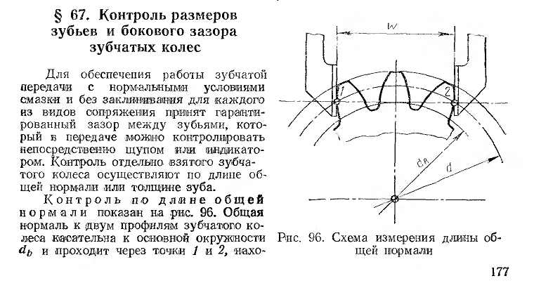 Длина общей нормали зубчатого колеса формула