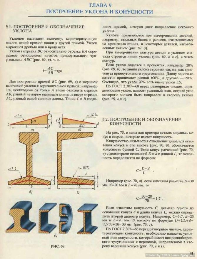 Конусность и уклон: построение, расчет, обозначение: значение, формула, как определить, построение