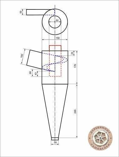 Циклон своими руками чертеж